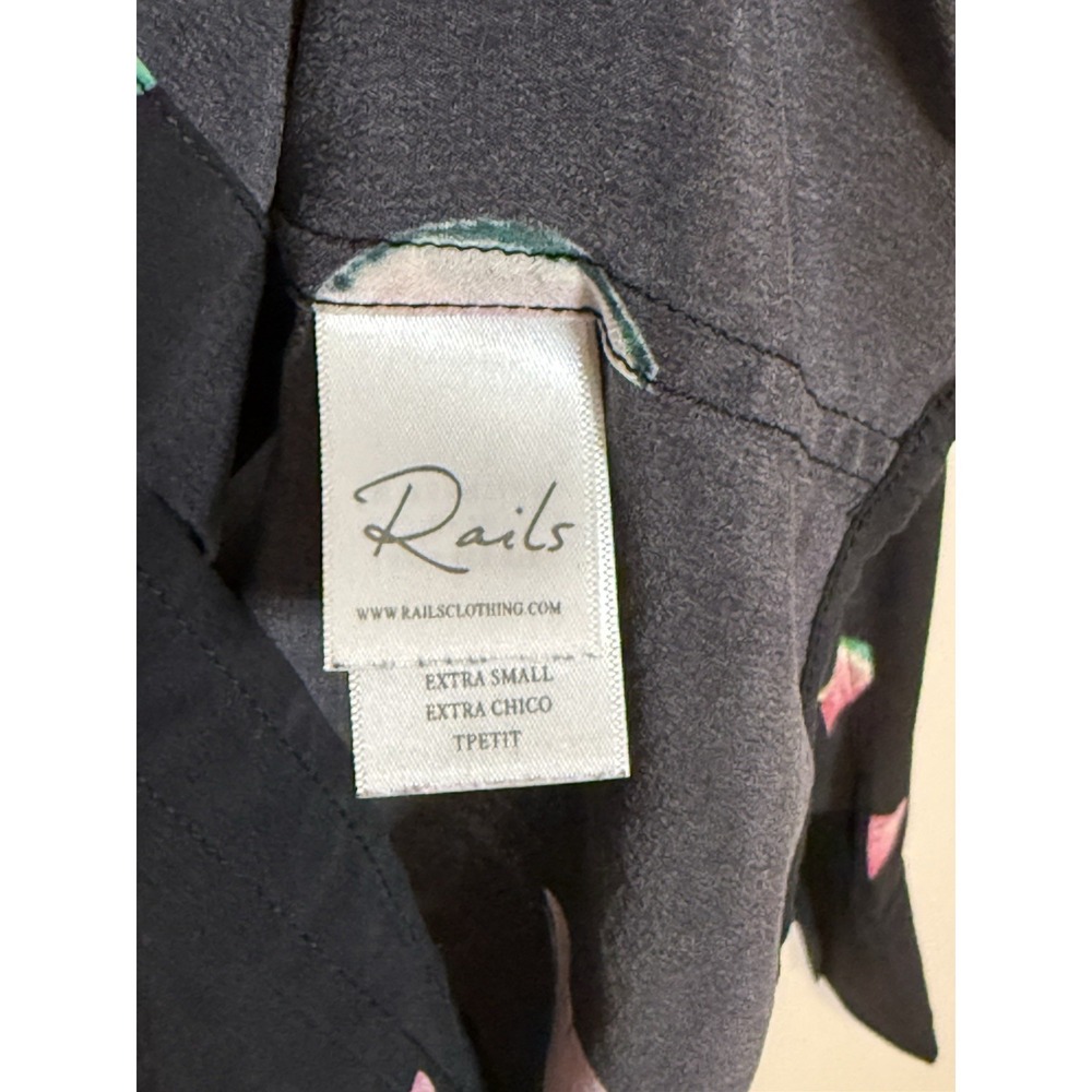 Rails Kate Watermelon Print Black Button Down Silk Top Shirt Sz XS Novelty - Picture 8 of 9
